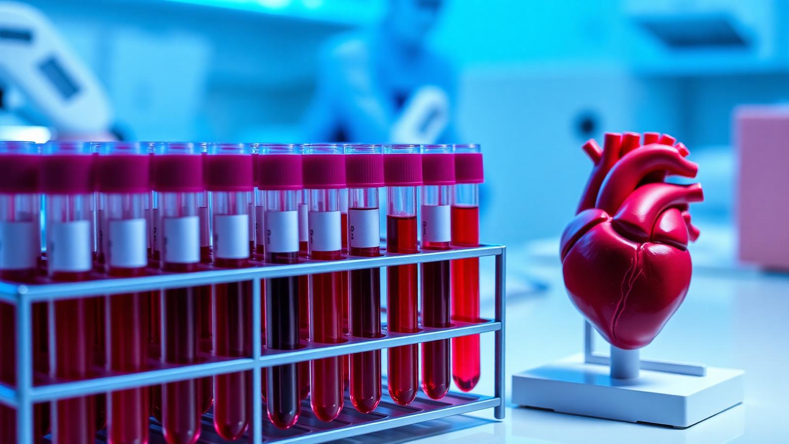 Blood samples racked in a laboratory